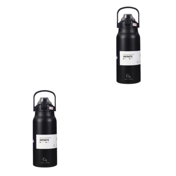 Botella de agua de aspiradora Matsuzay a prueba de fugas de acero inoxidable Negro 1300ml 2Conjunto