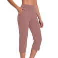 thumbnail image 2 of Tqcoqu Womens Capri Pants High Waisted Straight Leg Yoga Leggings with Pockets Workout Summer Pants,Pink,Women's S-XXL, 2 of 8