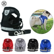 Luxtrada Soft Mesh Puppy Vest Harness Adjustable Pet Lead Chest Walking Reflective Leash for Dog Cat (M, Black)