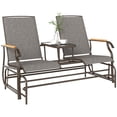 thumbnail image 1 of Outsunny Causeuse-Banc à Bascule d'Extérieur, Chaise Balançoire pour 2 Personnes avec Table, 1 of 10