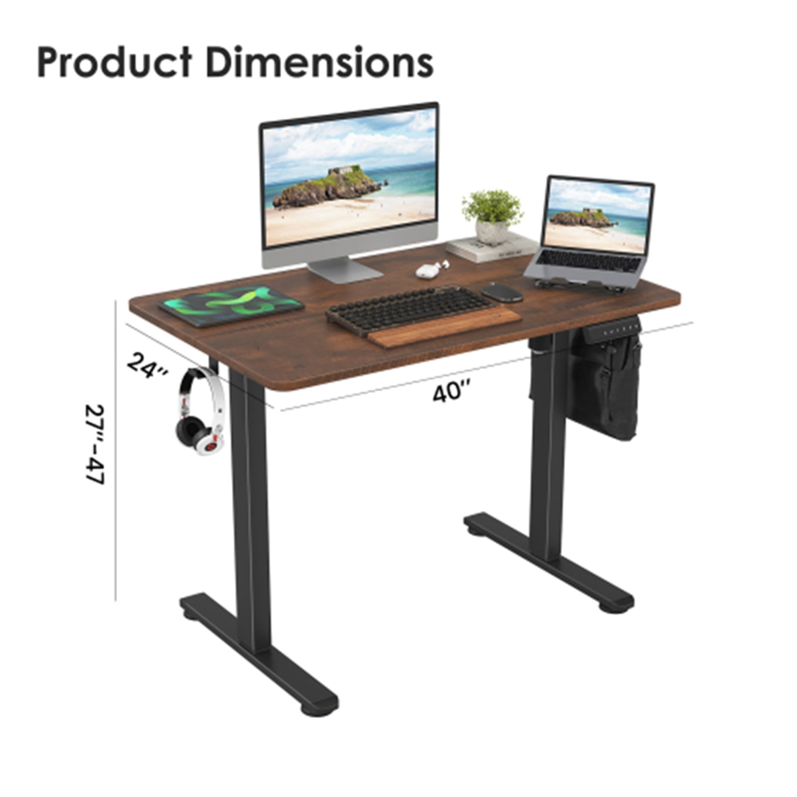 Standing Desks That Raise Up and Down  Large Adjustable Height Raising Desk for Ergonomic Home Office Efficiency