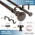 thumbnail image 2 of Urbanest Adjustable Double Curtain Rod Set Semplice Flat Button Finials – 1″ Front & 3/4″ Back Rod With Bronze Rod, 84–120 Inches, 2 of 6