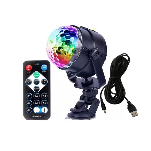 Luz de bola de discoteca LED efecto giratorio bola de discoteca Luz de fiesta con cable USB para Navidad, cumpleaños infantil 4w, 5V - Coche USB