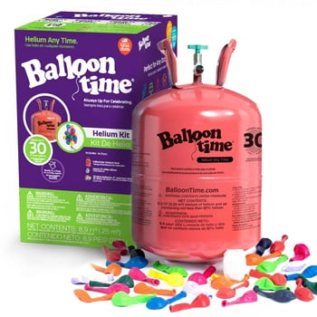 Balloon Time 9.5in Standard Helium Tank Kit with Colorful Latex Balloons