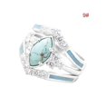 thumbnail image 3 of Anillo de diamantes con Turquesa Natural YONGSHENG color Plata para el Día de la Madre, 3 of 5