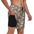 thumbnail image 3 of Picia Raccoon pattern Mens Swim Trunks with Compression Liner Stretch Beach Shorts Quick Dry with Zipper Pockets No-Chafing Board Shorts-XX-Large, 3 of 9