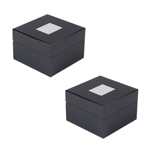 2X Caja de Reloj de Gama Alta de Madera Lacada En Negro Caja de Exhibición de Reloj de Marca Caja Cuadrada