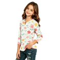 thumbnail image 3 of Abcomgle Long Sleeve Shirts for Girls 10-12 Casual Watercolor Floral Print Henley Button T Shirts for Girls Winter Basic Top for Girls Loose Girls Blouses, 3 of 5