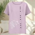 thumbnail image 4 of Short Sleeve Tops for Women Round Neck Short Sleeve Casual Fashion Printed Button T-Shirts, 4 of 5