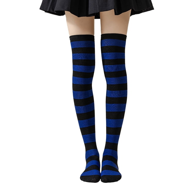 Calcetines altos a rayas para mujer, coloridos, por encima de la rodilla, retro, elásticos, para niñas, cosplay, disfraz de Lolita