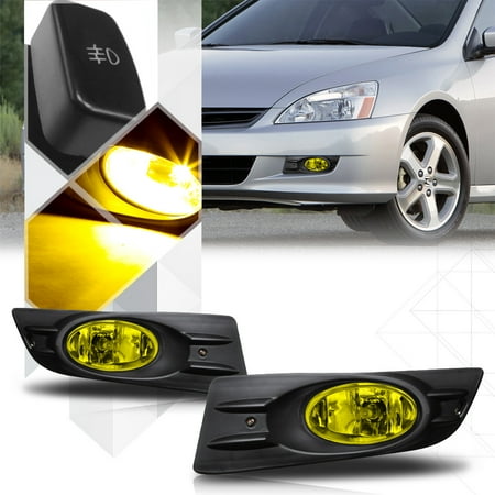 Yellow Fog Light Bumper Lamp w/Switch+Harness+Bezel for 06 ... 07 accord fog light harness switch 
