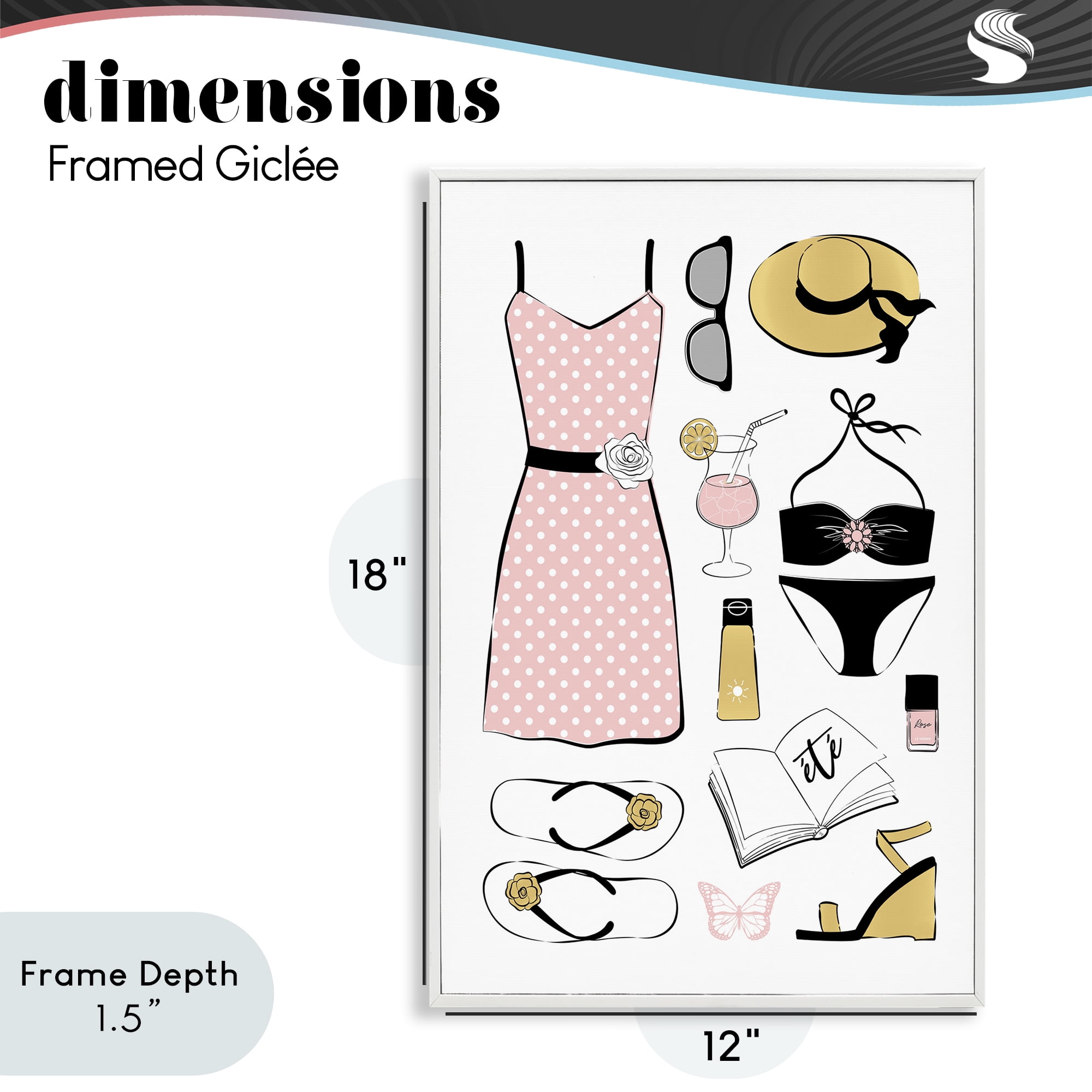 Stupell Industries Summer Vibes Necessities White Framed Giclee Art, design by Martina Pavlova