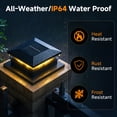 thumbnail image 3 of Solar Post Cap Lights 12-Pack, 4x4 Solar Post Lights with 2-Color Warm/Cool White, IP64 Waterproof Outdoor Deck Lights Fit 4x4 5x5 6x6 Posts, Black, 3 of 9