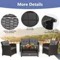 thumbnail image 6 of Costway 4 PCS Patio Rattan Furniture Set Glass Table Shelf Sofa Cushion Gray, 6 of 10