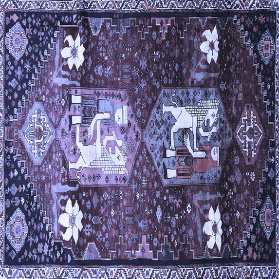 Ahgly Company Indoor Square Animal Blue Traditional Area Rugs, 7' Square