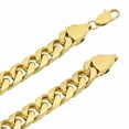 thumbnail image 2 of 9.3mm 14k Yellow Gold Plated Flat Miami Cuban Link Chain Necklace + Bracelet Set, 16" (Necklace) + 7" (Bracelet), 2 of 6