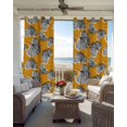 thumbnail image 4 of Grey Leaves Blackout Curtains, Light Blocking Print Window Curtains, Vintage Abstract Art Botanical Orange Thermal Insulated Window Drapes for Living Room Kitchen Cafe 2 Panels, 55"W x 39"L, 4 of 9