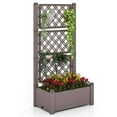 thumbnail image 1 of Costway Outdoor Planter Box with Trellis Water Level Indicator Removable Space Dividers Coffee, 1 of 10