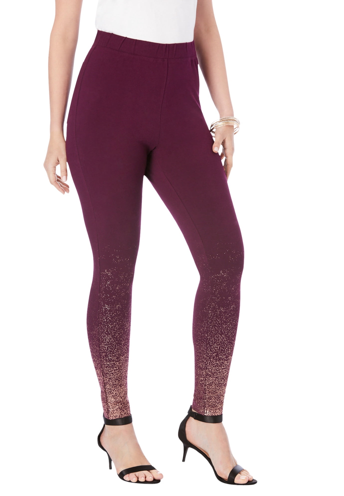Print Legging - 4X, Berry Ombre Speckle 