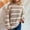 Khaki, variant on Pullover Sweater Women Loose High Neck Sweaters Long Sleeve Printed Stripe Stripe Sweatertop Khaki Size S