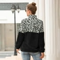 thumbnail image 5 of frariair Women's Leopard Print Quarter Zip Fleece Pullover Sweatshirt Long Sleeve Thermal Lined Jacket With Kangaroo Pocket For Winter Grey M, 5 of 5