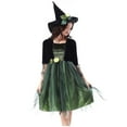 thumbnail image 2 of Vestido de media manga con encaje de color liso para mujer, conjunto de sombrero y sombrero para Halloween, vestido de cosplay, vestido de poliéster para mujer, 2 of 9