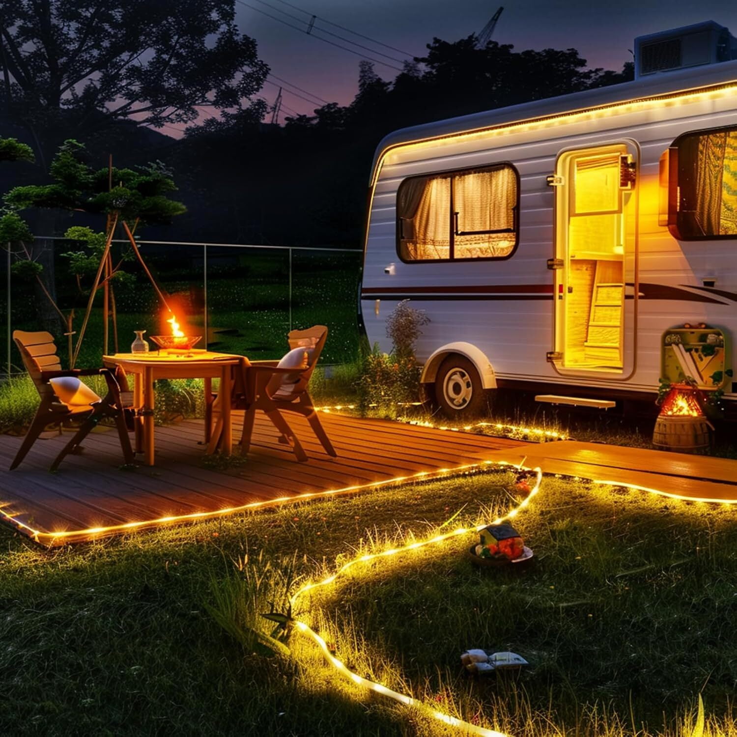 GoXteam Solar Rope Lights Outdoor IP65 Waterproof, 39FT 100LED Outdoor String Lights 8 Modes Trampoline Lights for Pool Tree Garden Yard Home Camping Wedding Holiday Decor, Warm White