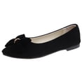 thumbnail image 2 of Crunowin Women's Vintage Bowknot Shoes, Velvet Material English Style Shallow-Toe Fashionable Casual Flats Black, 2 of 9
