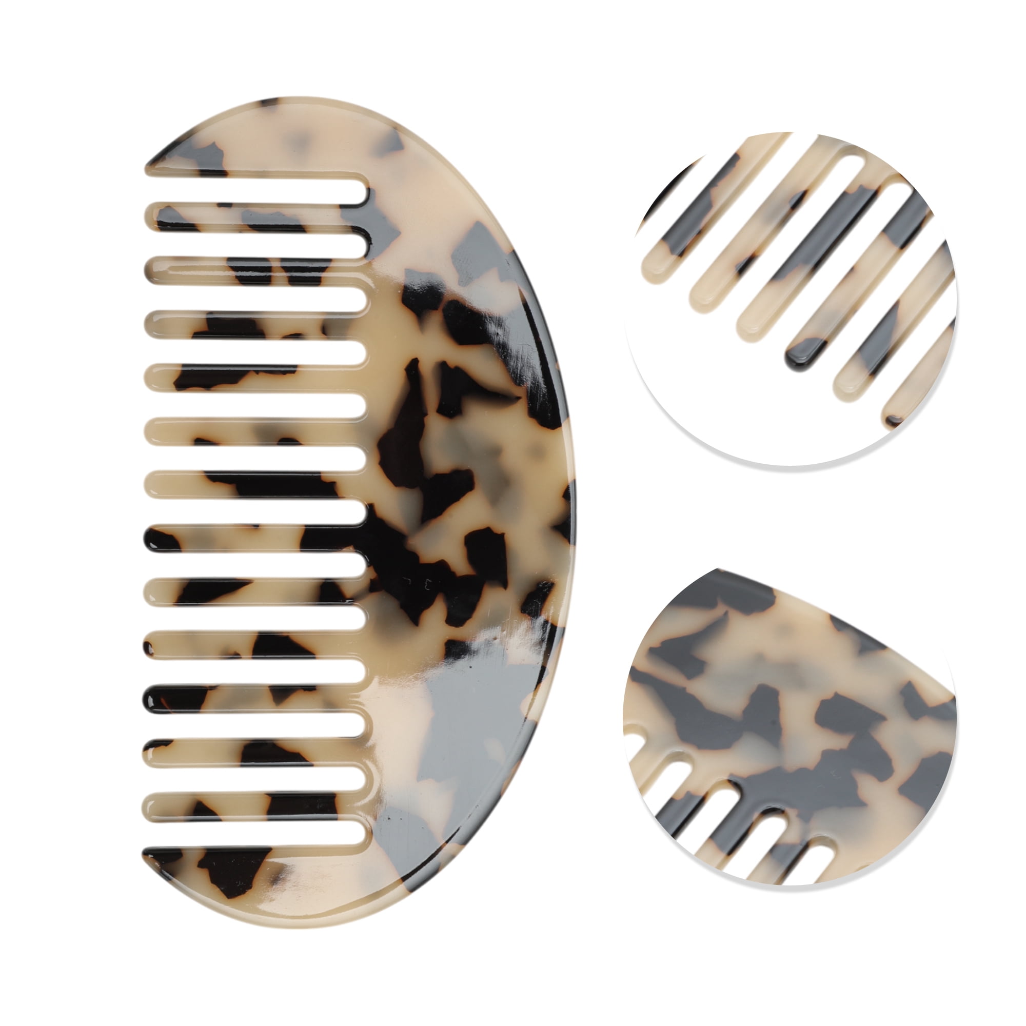 Unique Bargains 1 Pc Half Round Hair Comb for All Hair Types Styles Beige, Black