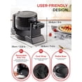 thumbnail image 4 of Waffle Maker, 𝟏𝟒𝟎𝟎𝐖 𝐃𝐨𝐮𝐛𝐥𝐞 Belgian Waffle Iron 180° Flip, 8 Slices, Rotating & Nonstick Plates, Removable Drip Tray Easy Cleaning, Cool Touch Handles, Space Saving Storage, Black, FOHERE, 4 of 9