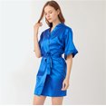 thumbnail image 1 of Solid Color Short Kimono Satin Bathrobe Silky Bride and Bridesmaid Robe, 1 of 8