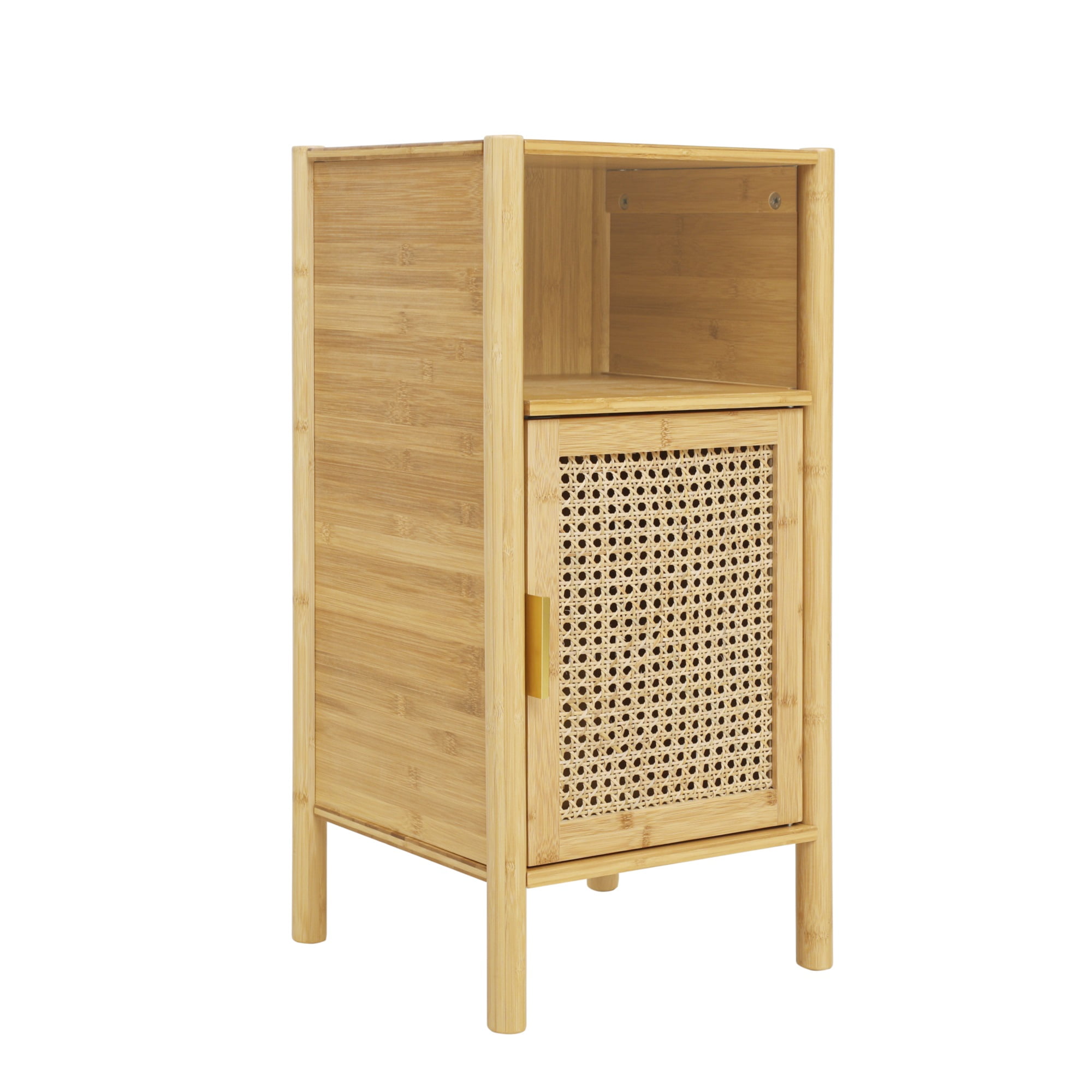 Resenkos Bamboo Rattan Nightstand with 1 Door Accent Storage End Table Side Table for Bedroom Oak Finish Resenkos Bamboo Rattan Nightstand with 1 Door Accent Storage End Table Side Table for Bedroom Oak Finish