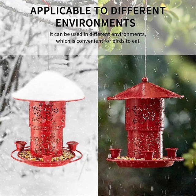 Outdoor Hanging Metal Double Layer Bird Feeder Bird Water Feeder Anti-Squirrel