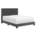 thumbnail image 1 of Modern Fabric Upholstered 60" Queen Bed in Charcoal, 1 of 7