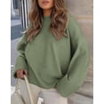 thumbnail image 3 of Suéter PRETTYGARDEN Oversized Peludo Cuello Redondo XL Verde Ejército, 3 of 8