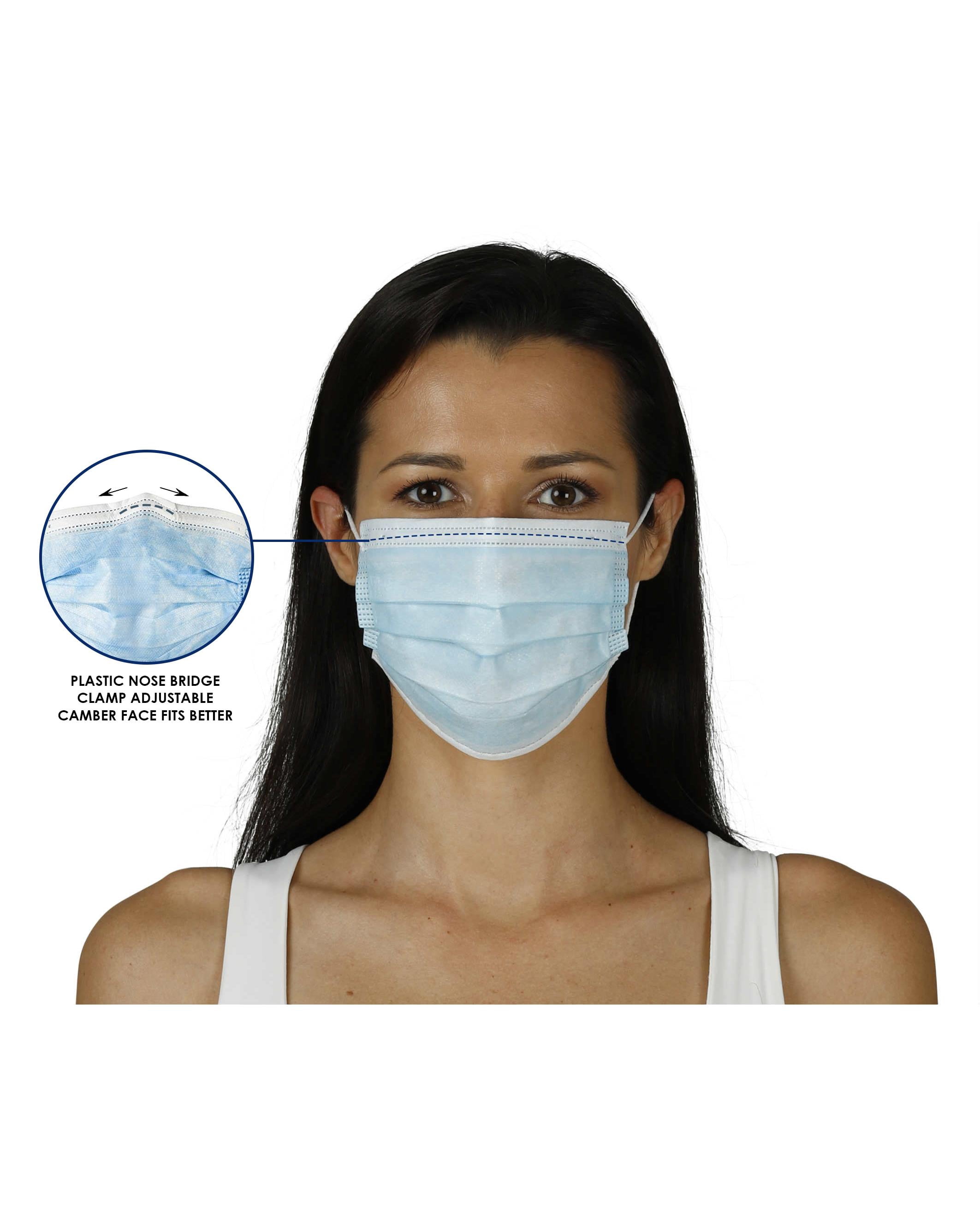Disposable Face Mask Cover Breathable Dust Protection Mask, Blue, Size: 250