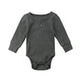 thumbnail image 2 of wsevypo Baby Girl Boy Romper Bodysuit Solid Plain One Piece Jumpsuits Pajamas Long Sleeve One Piece Baby Clothes Outfits, 2 of 4