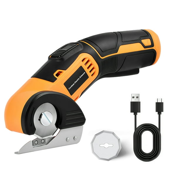 VTIN Electric Scissors Cordless Carpet Cutter - 240 RPM, 1/4” Cutting, Self-Sharpening Blade, Safety Lock, 4V 2000mAh, Type-C Charging Gift for Crafters/Tailors/Household