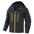 thumbnail image 6 of Sevevn Men Rain Jacket Hooded Regular Fit Waterproof Mesh Lined Fabric Dual Chest Zip Pockets Side Zip Pockets Neon Zipper Trim Cuffs For Hiking Wear, 6 of 7