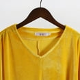 thumbnail image 6 of Spring Tops for Women Homenesgenics Clothes under $5.00 Fashion Versatile Temperament Women Solid Golden Velvet Long Sleeved V-Neck Top/Yellow L, 6 of 7
