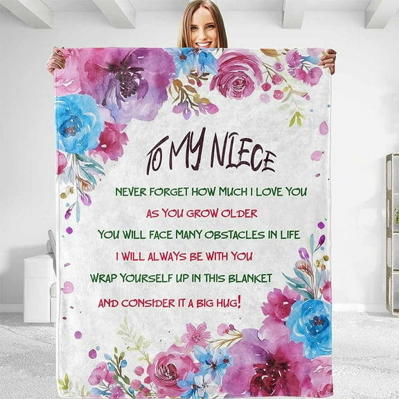 Personalized to My Niece Gifts Blanket from Aunt Uncle Floral Niece Birthday Gifts Graduation Christmas Customized Fleece Throw Blanket (60 x 50 in Adult Size)