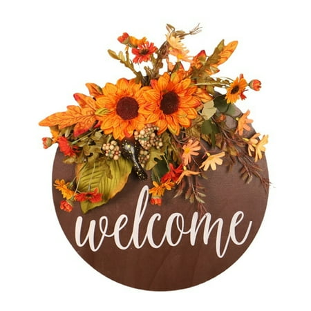 

Hueook Fall Decorations for Home Autumn Wreath Decoration Door Hanging Simulation Sunflower Doorplate Pendant