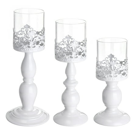 Tall Lantern Candle Holders Iron Metal Lantern Stand Candlestick Clear 9.08''/11.81''/13