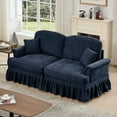 thumbnail image 3 of Newest Elegant Oversized Large Two Seater Sofa Couch,Flared Arms,Removable Ruffles Pleats Skirts,Spindle Legs, Comfy Chenille Two-Seat Love Seat Sofa for Living Room,Blue, 3 of 20