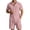 Pink, variant on Letdown Men's Linen 2 Piece Short Set Summer Lightweight Beach Outfits Hollow Out Button Down Shirt and Shorts Solid Color Matching Sets