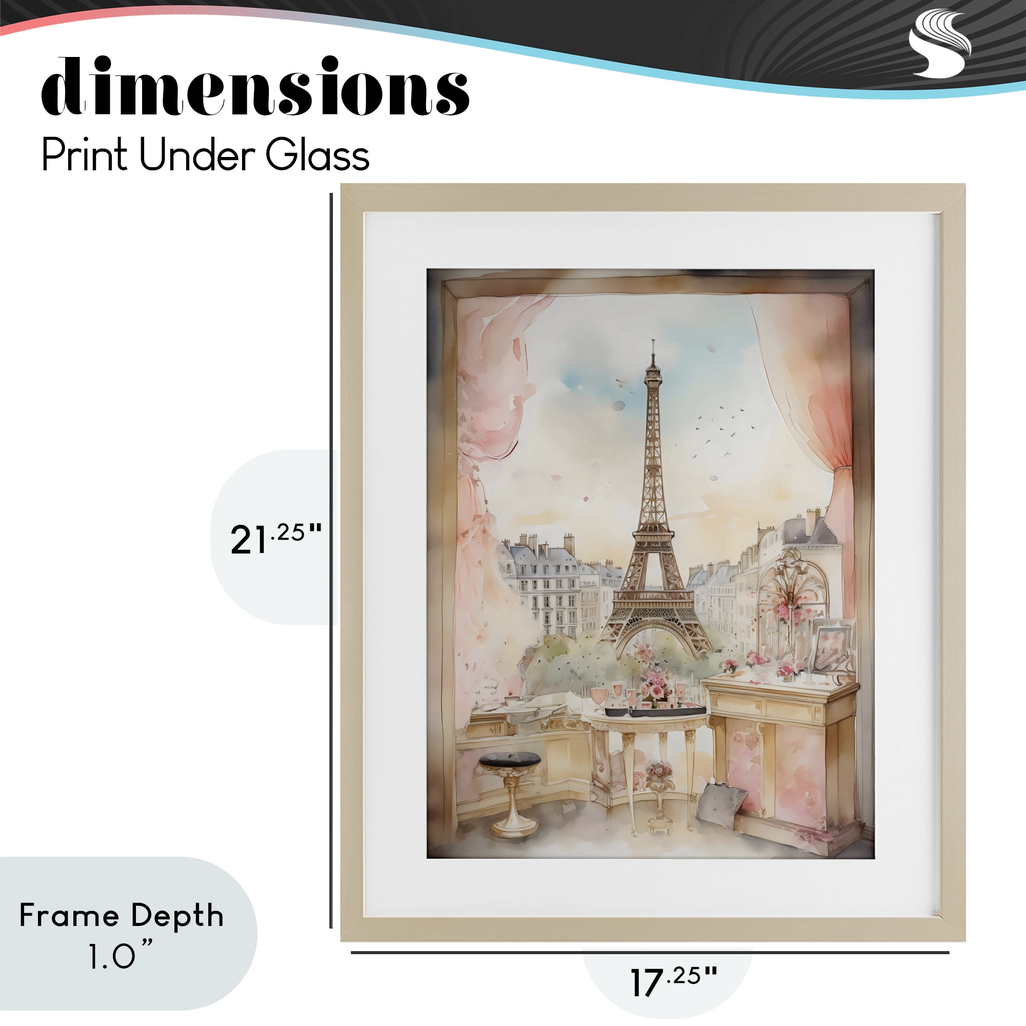 Stupell Industries Eiffel Tower Window View Birch Framed Print Under Glass, design by Creative Studio
