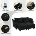 thumbnail image 5 of Harper & Bright Designs Loveseat Sofa Bed, Corduroy Sleeper Sofa with USB Ports, Convertible Chaise Lounge Indoor with Two Cup Holders, Phone Holder and Storage, Black, 5 of 16