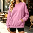thumbnail image 5 of Stralyhd Crew Neck Sweatshirt for Women Oversized Loose Casual Long Sleeve Pullover Tops Comfy Soft Y2k Fall Winter Clothes Pink S, 5 of 5