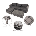 thumbnail image 3 of CozyHom 5 Piece Modern Outdoor Seating All Conversation Dining Table Ottoman Wicker Rattan Patio Sectional With Dining Pool Furniture Sofa Lounger, Grey, 3 of 13