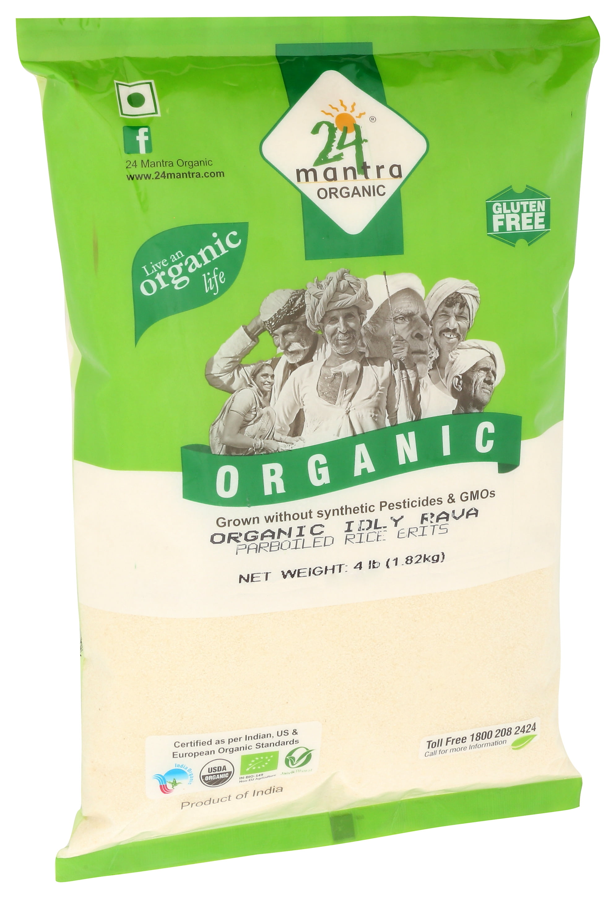 (2 pack) 24 Mantra Organic Idly Rava, 4 LB Bag